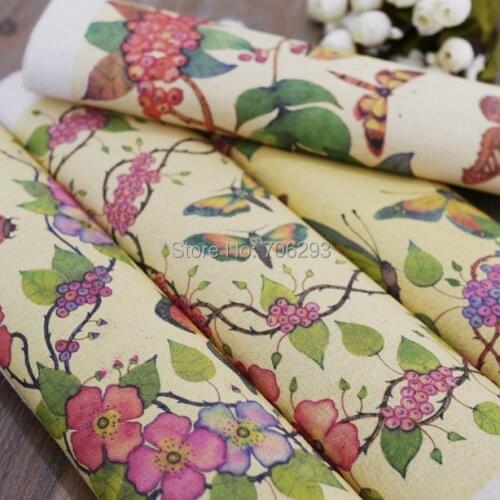 Hand dyed 4 Assorted Cotton Linen Printed Quilt Fabric For DIY Sewing Patchwork Home Textile Decor 20x20cm Butterflies Series