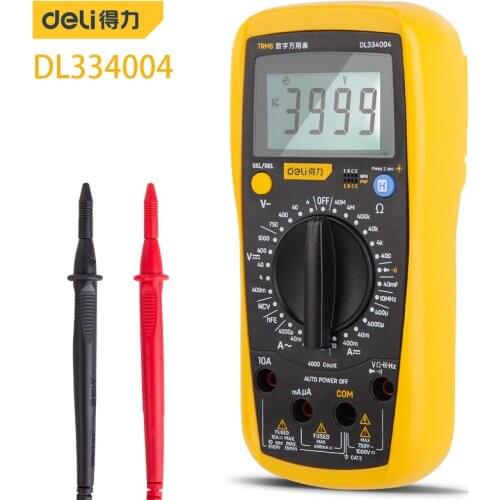 Deli DL334004 Handheld Multimeter Digital Multimeter Manual Range Overload Protection Maximum Display 3999 Lntelligent Anti-Burn