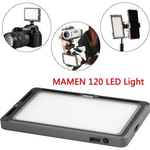 MAMEN 120 3000-6500K LED Video Light Portable Photography Fill Light for Photo Studio Video Lighting LED-120B 3000mAh