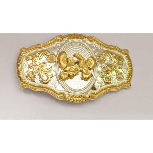 Bull and Eagle Western Belt Buckle Silver With Gold SW-BY647 suitable for 4cm wideth snap on belt with continous stock