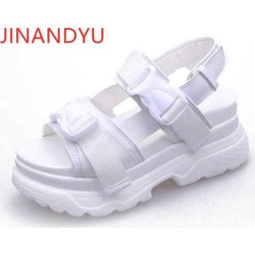 Large Size High Heels Platform Wedge Shoe Gladiator Sandals Women Summer Shoes Sandle Casual Black White Shoes Women Sandals