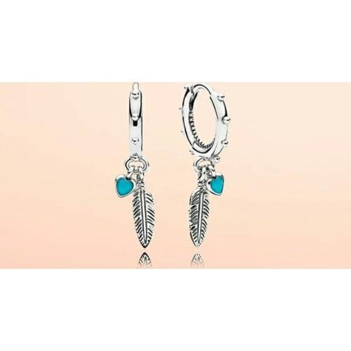 Original S925 Sterling Silver Pan Earring New Spirit Feather Swing Green Earrings For Women Wedding Gift Fashion Jewelry