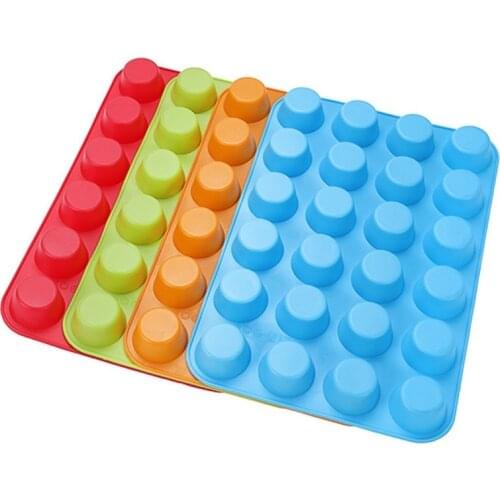 24 Holes Silicone Round Mold Mini Muffin Non-Stick Pudding Steamed Cake Mould DIY Cupcake Cookies Fondant Baking Pan Baking Tool