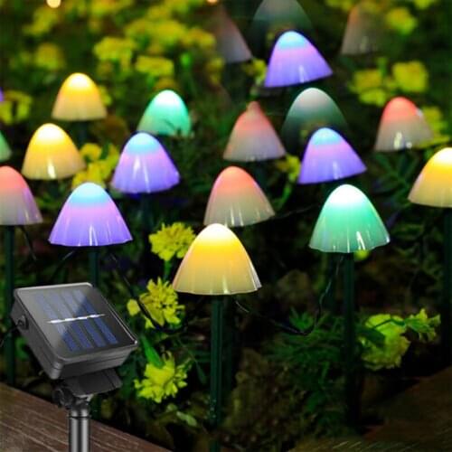 Solar LED String Light 10/20/30Leds Fairy Mushroom Garland Lights IP65 Waterproof Garden Decoration Lighting for Patio Pathway
