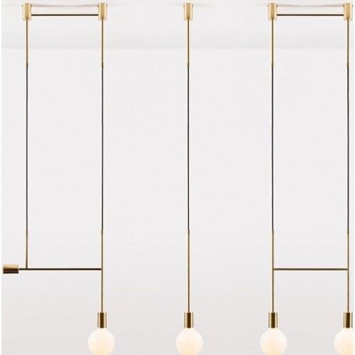 Modern Led Metal Pendant Lights Wrought Iron Glass Round Ball Brass Rod Hanging Lamp For Living Roomcafekitchen Nordic Lighting