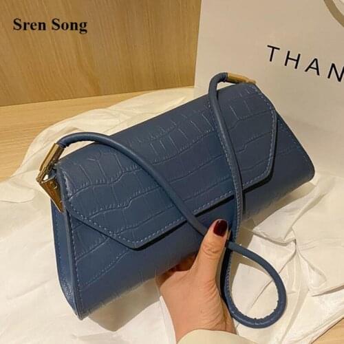Soft PU Leather Baguette Shoulder Bags For Women 2021 Simple Armpit Handbags Female Trend Solid Color Travel New Fashion Bags