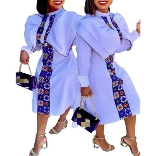 Vetement Femme New African Dresses For Women 2021 Flower Print Africa Shirt Dress African Clothes Dashiki Ankara Dresses Ladies