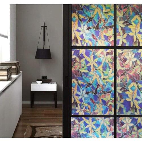Stained Decorative Window Film Htv Vinyl Privacy Blackout Window Decals Static Self Adhesive Frosted Glass Stickers for Home