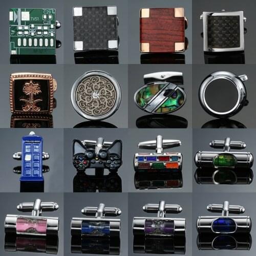 High-end mens French shirt Cufflinks jewelry luxury design Redwood carbon fiber Retro pattern circuit board Cuff links