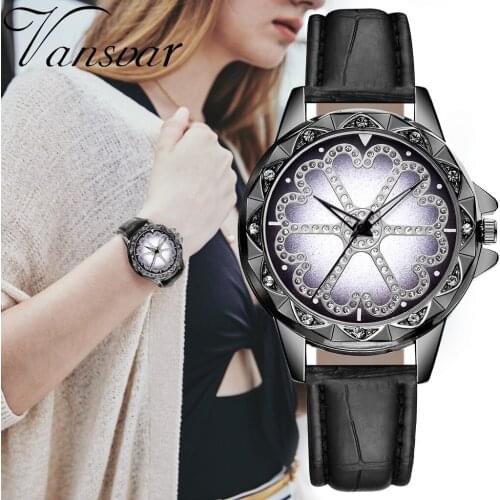 Fashion Women Rhinestone Watches Dial Ladies Analog Quartz Wristwatch BLACK Strap Clock Dress Gift Relojes Para Mujer #L