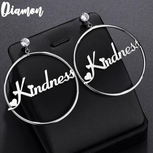 Diamon New Personalized Name Stainless Steel Letter For Women Fashion Custom Name Cristal Earrings Weddings Party Jewelry