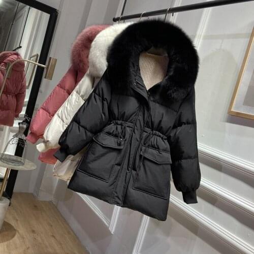 Winter Down Jacket Women Warm Hooded Thicken Coat Famale 90% White Duck Down Parkas with Real Fox Fur Collar Casaca Mujer SQQ131