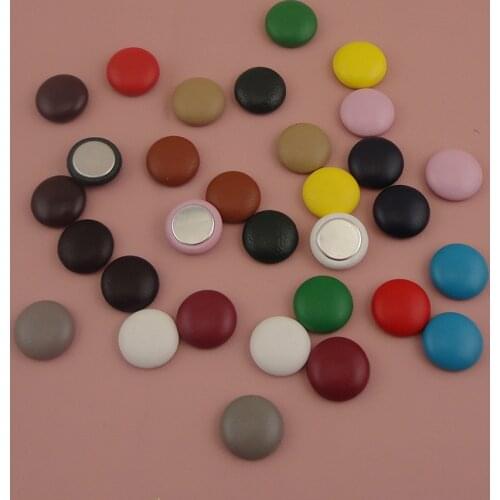 100PCS 12mm Matte Faux leather covered Round buttons flatback beads for Center of flowers DIY jewelry ornament hair accessories