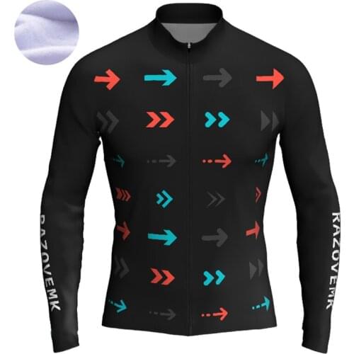 2018 RAZOVEMK Cycling Jersey long sleeves Winter thermal Fleece MTB Ropa Ciclismo bike Cycling Clothing
