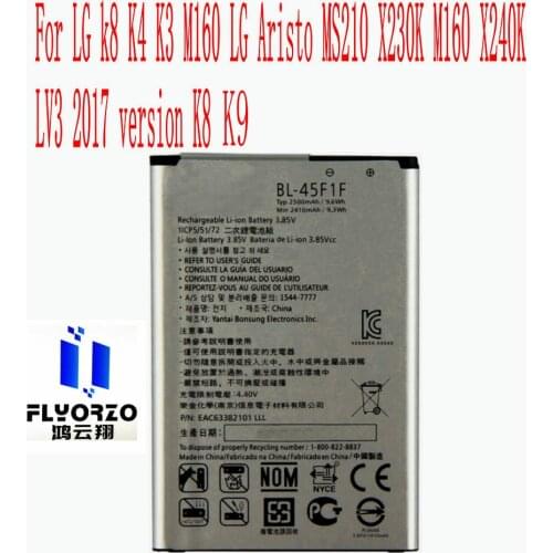 100% Brand new High Quality 2500mAh BL-45F1F Battery For LG K9 k8 K4 K3 M160 MS210 X230K M160 X240K LV3 2017 versio Mobile Phone