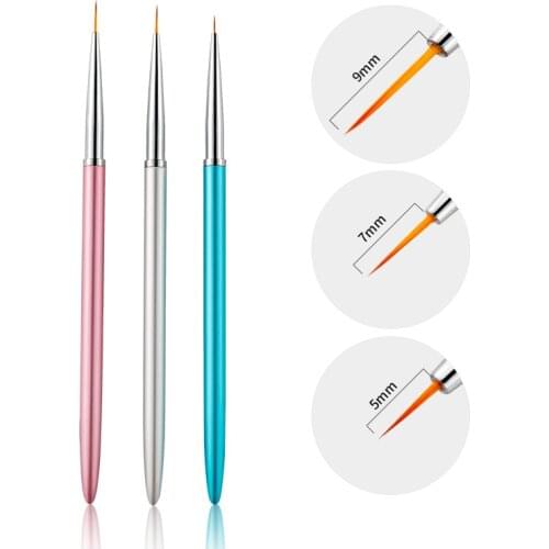 3pcs/set New Nail Brushl Art Line Painting Pen 3d Tips Diy Acrylic Uv Gel Brushes Drawing Design Girl Manicure Painting Tool