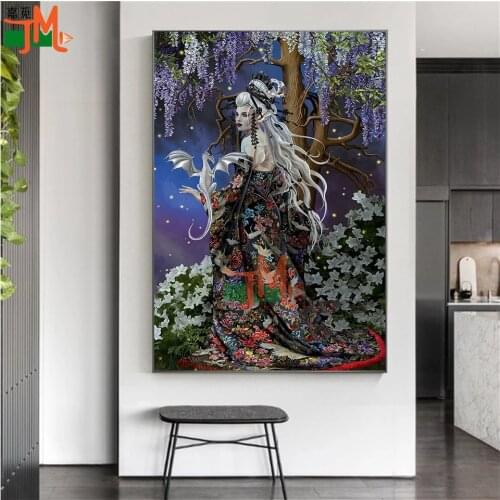 5D Diy Diamond Painting Mosaic Gothic Fantasy Woman Art Diamond Embroidery Cross Stitch Fairy Flower Full Square Collection Gift