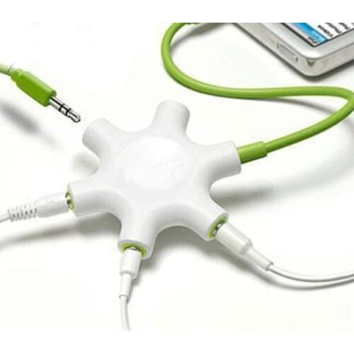 6-Way 3.5mm Stereo Audio headphone jack 3.5 Audio Female Splitter Adapter Audio Earbuds Earphones Headset Hub Adapter for iPod