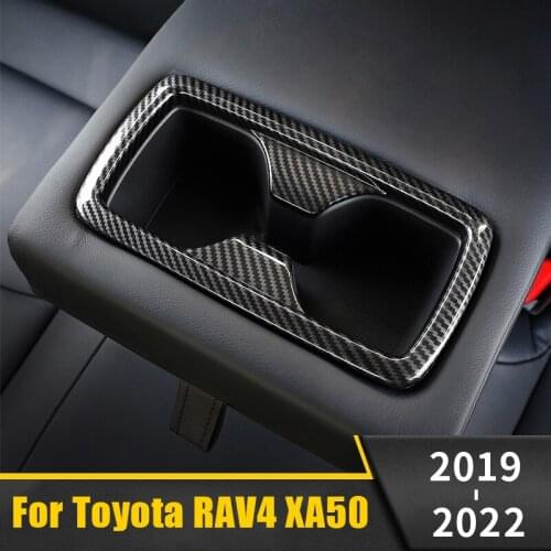 For Toyota RAV4 2019 2020 2021 RAV 4 XA50 ABS Car Seat Back Row Water Cup Holder Cover Frame Panel Trim Sticker Accessories