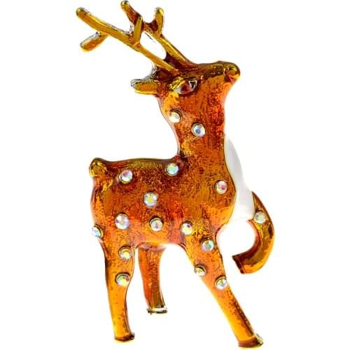 CINDY XIANG Enamel Deer Brooches For Women Christmas Jewelry Rhinestone Animal Design Fashion Coat Accessories Good Gift