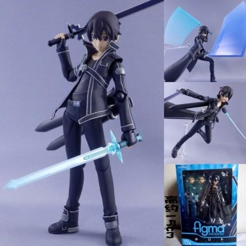 Figma 174 Sword Art Online SAO Kirito Japanese Anime Action Figures Model Toy Birthday Gifts Hot Sell