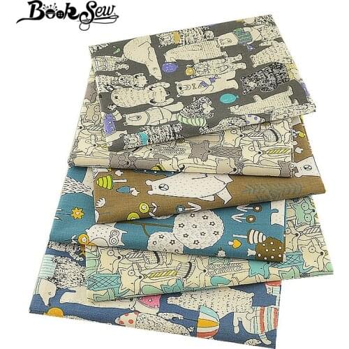 Booksew Cotton Twill Quilting Fabric 6 PCS/lot 40x50cm Animals Patchwork DIY Sewing Material Textile Scrapbooking Tissu Coton
