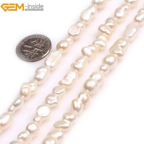 Gem-inside Natural White Pink Peanut Shape Freshwater Cultured Pearls Beads for Jewelry Making 15inches DIY Jewellery