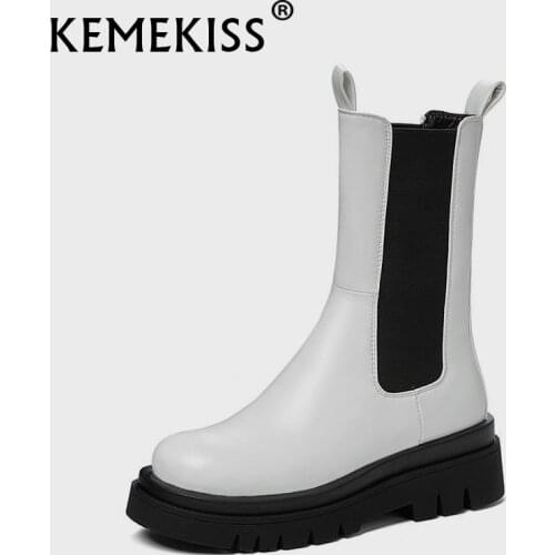 KemeKiss Women Half Short Boots Fashion Thick Bottom Shoes Women Casual Winter Boots Cool Shoes Women Footwear Size 34-42