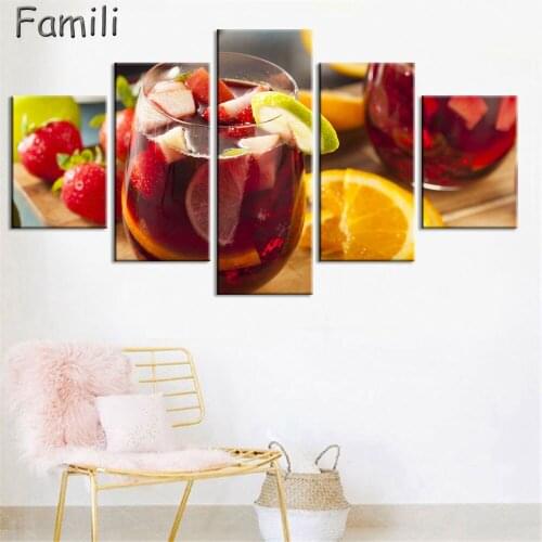 Sausage Pizza Wall Art 5 Piece Poster Prints Pictures Delicious Food Art Unframed Painting Canvas Artwork for Living Room Decor