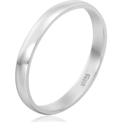 3mm 925 Sterling Silver D Shape Band Wedding Engagement Rings For Women Finger Mens Jewelry Bague US Size 5-12 Anillos Anelli