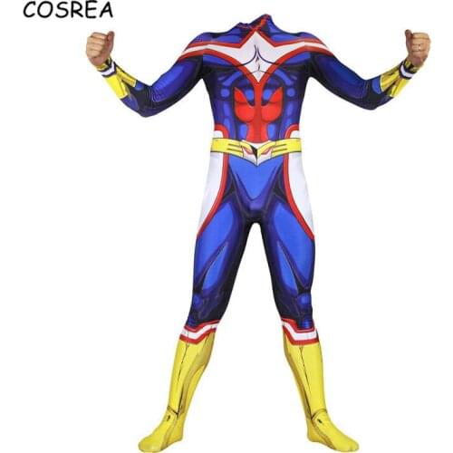 Anime My Hero Academia Jumpsuits Bodysuit Zentai Suit All Might Full Body Lycra Spandex Blue Cosplay Costumes