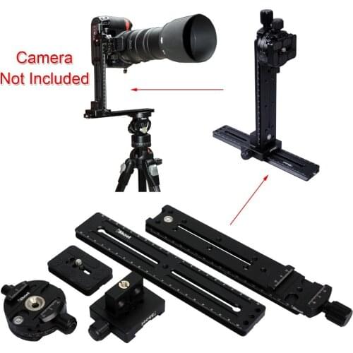 Pan Tilt Camera Bracket Mount Cantilever Combo: Tripod Panorama Head + 2-in-1 Clamp+ Linker + 2 Quick Release Plate