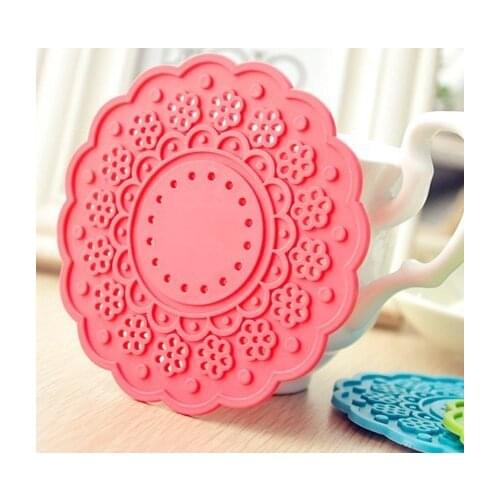 Lace decoration cup mat silica gel coaster heat insulation pad slip-resistant pad 10pc/lot