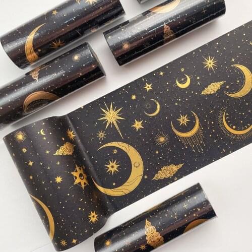 Moon Starry Star Girl bronzing Washi Sticker Material Paper DIY Diary Junk Journal Decoration Label Sticker Album Scrapbooking