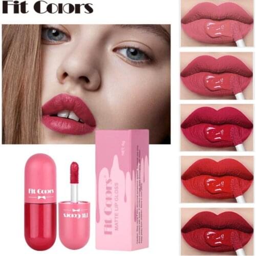 New 1pc Mini Capsule Lip Glaze 5 Colors Color Long-lasting Non-stick Cup Waterproof Matte Lip Gloss Portable Liquid Lipstick