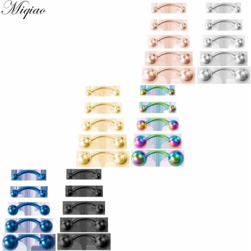 Miqiao 5pcs New Product All-match Stainless Steel Curved Rod Round Ball Body Exquisite Piercing Jewelry