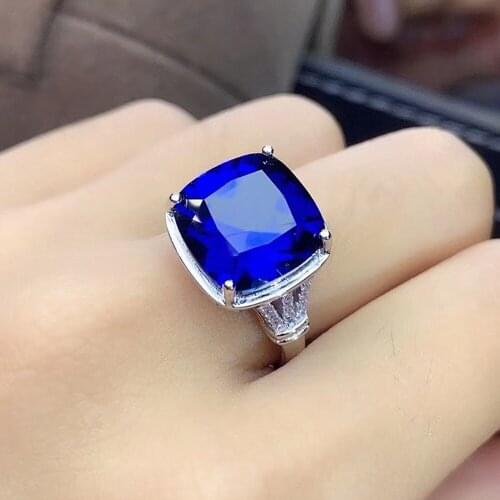 Fashion blue crystal sapphire gemstones rings for women white gold silver color jewelry bijoux bague wedding band party gifts