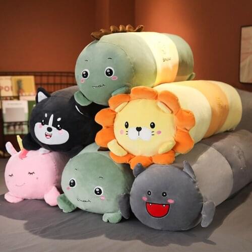 85/140cm Kawaii Plush Unicorn Lion Dinosaur Husky Animals Pillow Toys Cartoon Plush Doll Soft Cushion with Tank Baby girl Gift