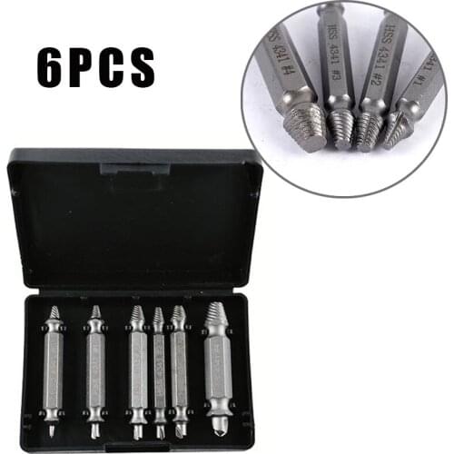 6pcs 4341 Damaged Screw Extractor Drill Bit HSS Extractor Drill Set Broken Speed Out Bolt Extractor Bolt Stud Remover Tool