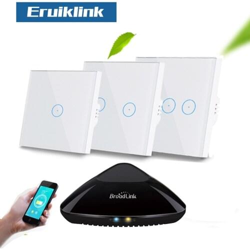 Eruiklink EU Remote Switch Wifi Control Wireless Remote Wall Light Touch Switch Work With Sonoff RF Bridge Smart Home