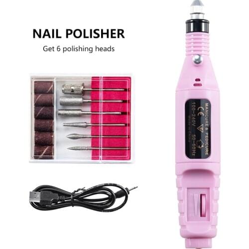 Professional Electric Nail Drill Machine Nail Files Pen Pedicure 6 Bits MillingUV LED Gel Polish Remover Nail Art Manicure Tool