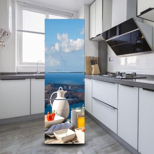 Factory direct charm set creative refrigerator decorative stickers beautiful seascape kitchen self-adhesive refurbished refriger