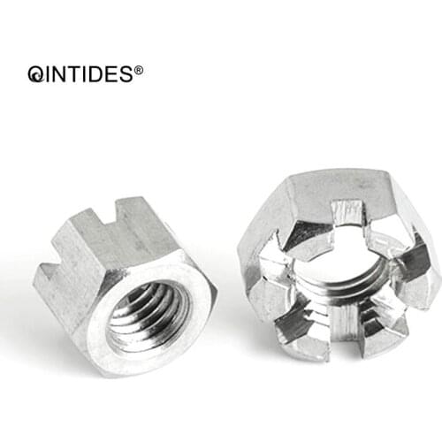 QINTIDES M6 M8 M10 M12 M14 M16 M18 M20 Hexagon slotted thin nuts 304 stainless steel hexagon nut slotted nut