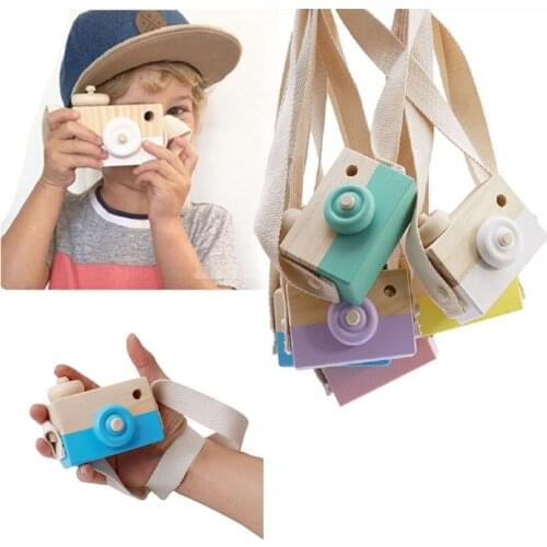 Prop Decoration Wooden Toy Camera Baby Kids Hanging Camera Photography Prop Children Educational Toy kids Gifts K0080