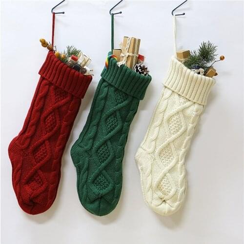Christmas Stockings Cable Knit Stocking Christmas Gifts Holiday Stocking For Kids Xmas Decoration Candy Christmas Socks New
