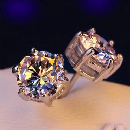 18k White Gold Earrings Elegant 6 claws round Shape 6.5mm Briliant Cut DF Color moissanite jewelry