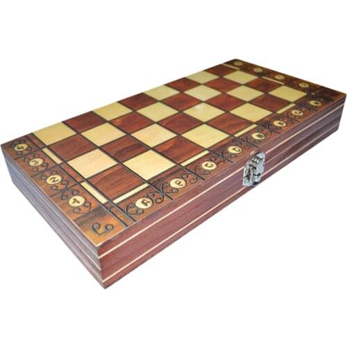 3-in-1 Chess Checkers Backgammon Folding Travel Wooden Game Set Magnetic Easy Portable 13.4x13.4inch