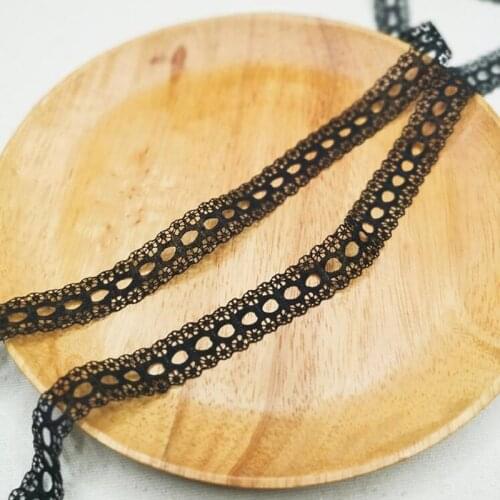 1M Embroidery Tulle Lace Fabric Black Lace Ribbon Beige Laces Trimmings For Sewing Clothing Wedding Collar encajes dentelle LA17