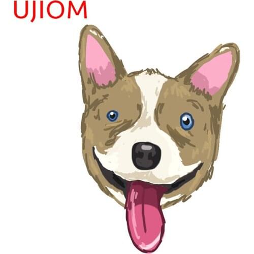 UJIOM Cartoon Wall Stickers Happy Corgi Sticker Child Bedroom Decorations Wallpaper Waterproof Home Office Decor Art Decals