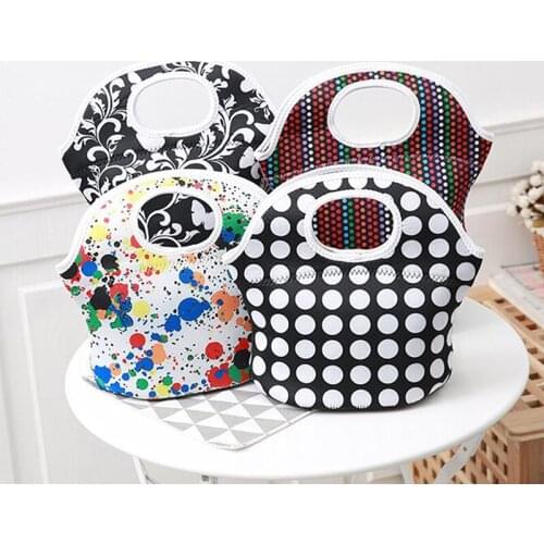 Universal Polka Dots Stripe Bear Insulated Lunch Tote Bag Cooler Box Neoprene lunch box baby Waterproof Handbag Case